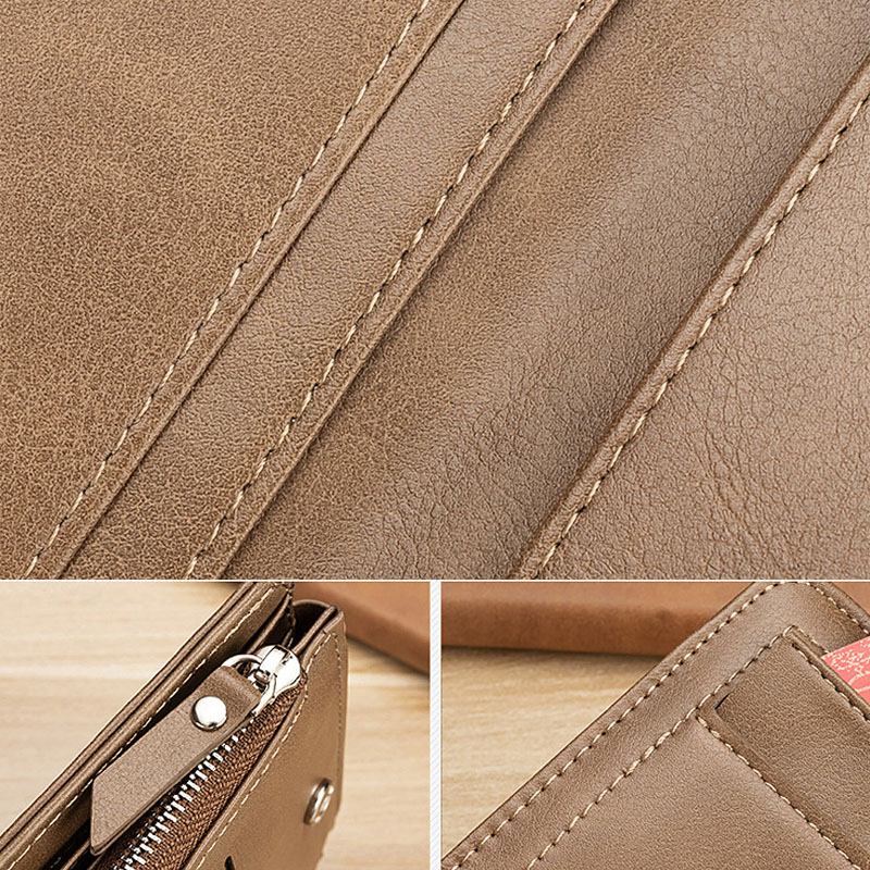 Män Faux Leather Retro Business Trifold Multi-slot Card Holder Plånbok