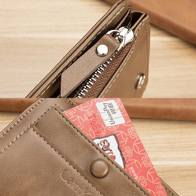 Män Faux Leather Retro Business Trifold Multi-slot Card Holder Plånbok