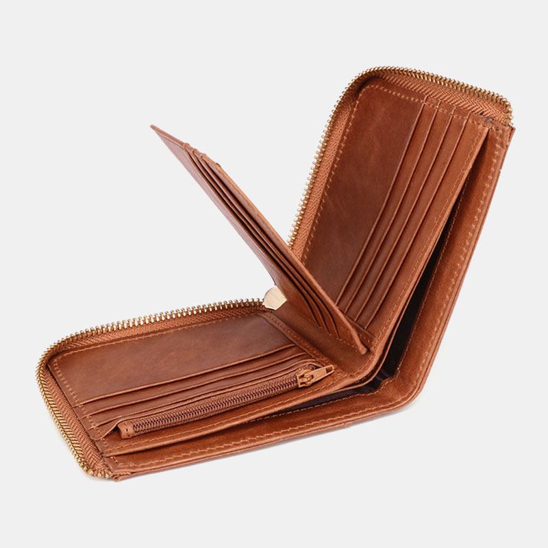 Män Första Lager Kohud Bifold 12 Kortplats Kortfodral Anti-magnetisk Plånbok