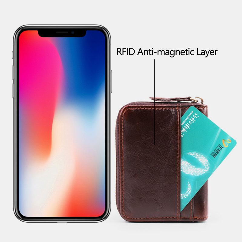 Män Kohud Orgelplånbok Anti-magnetisk Multi-card Slot Korthållare Money Clip Card Case