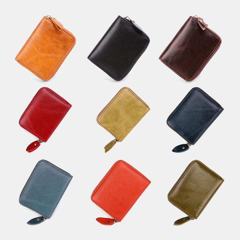 Män Kohud Orgelplånbok Anti-magnetisk Multi-card Slot Korthållare Money Clip Card Case