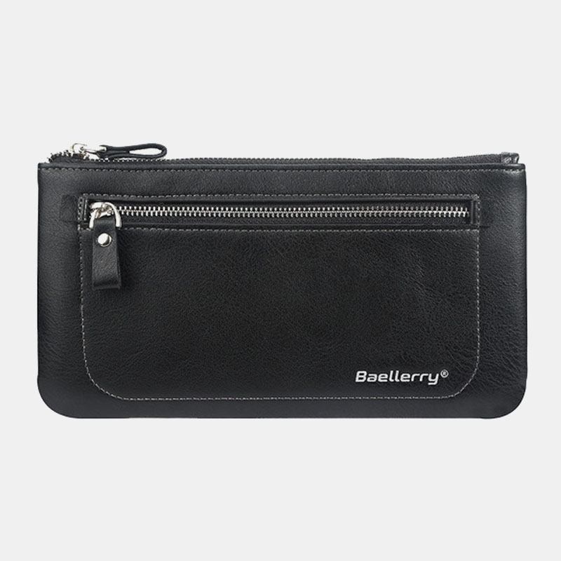 Män Konstläder Business Multifunktion Multi-slot 6.3 Tums Telefonväska Lång Plånbok Clutch Plånbok