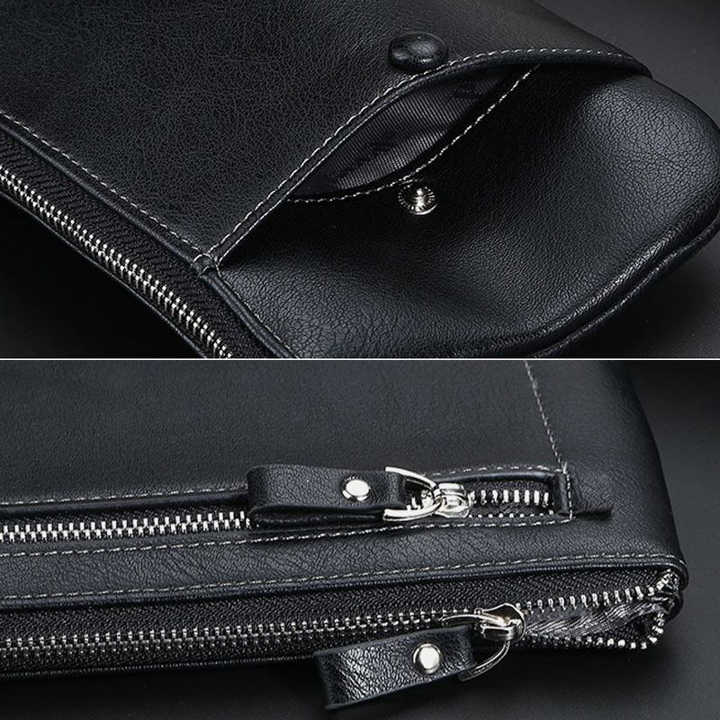 Män Konstläder Business Multifunktion Multi-slot 6.3 Tums Telefonväska Lång Plånbok Clutch Plånbok
