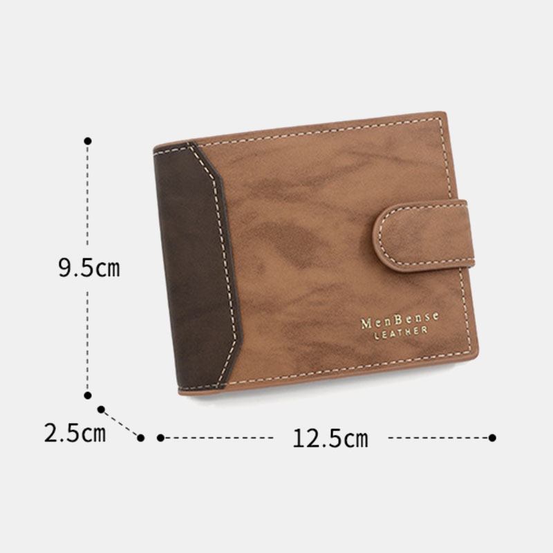 Män Konstläder Färgmatchning Med Flera Kort Kort Plånbok Mode Hasp Bifold Pengar Clip Myntväska