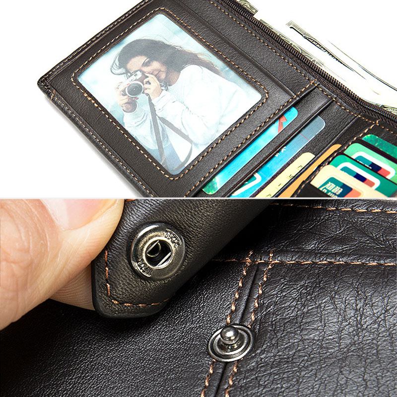 Män Kort Bifold Blocking Plånbok Retro Casual Multi-card Slot Korthållare Kohud Körkortsplånbok