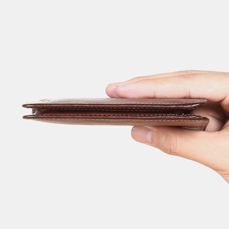 Män Kort Ultra-tunn Första Layer Kohud Anti-magnetisk Plånbok Retro Multi-card Slot Korthållare Myntväska