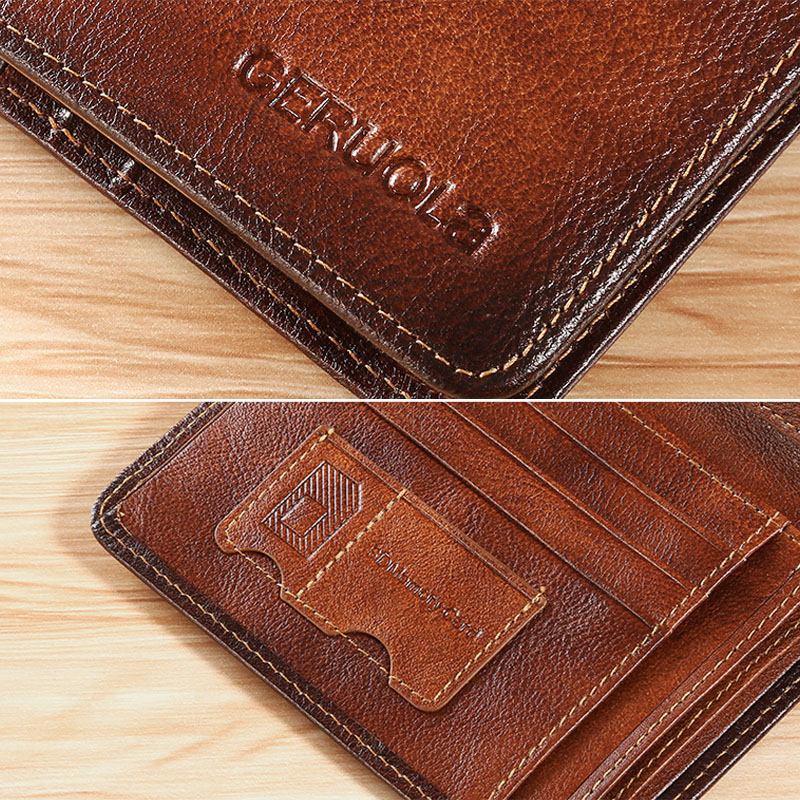 Män Kort Ultra-tunn Första Layer Kohud Anti-magnetisk Plånbok Retro Multi-card Slot Korthållare Myntväska