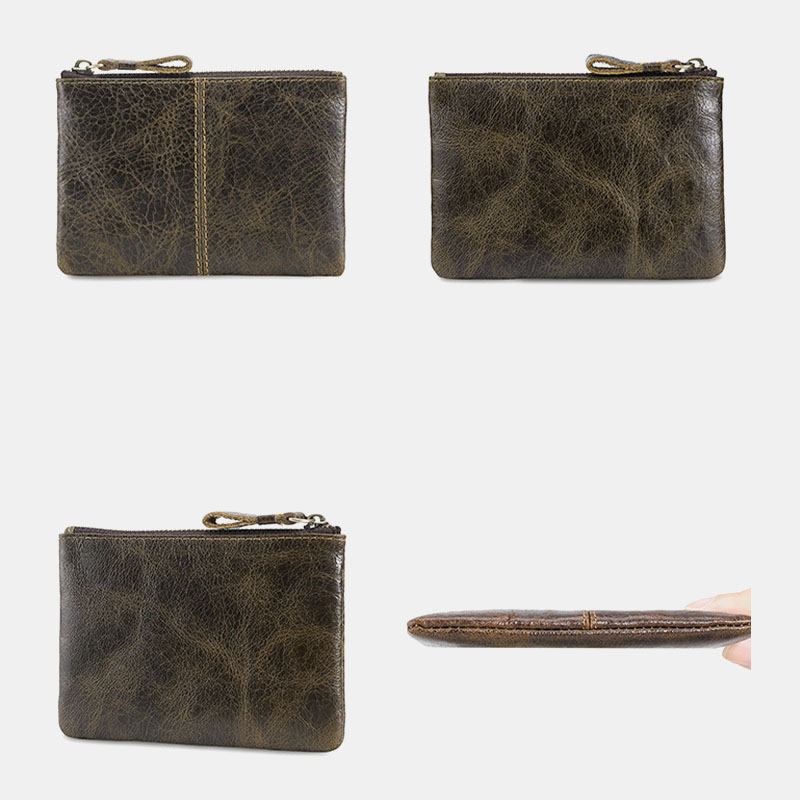 Män Minin Kort Zipper Kohud Plånböcker Myntväska Pengar Clip Clutch Plånböcker Nyckelfodral