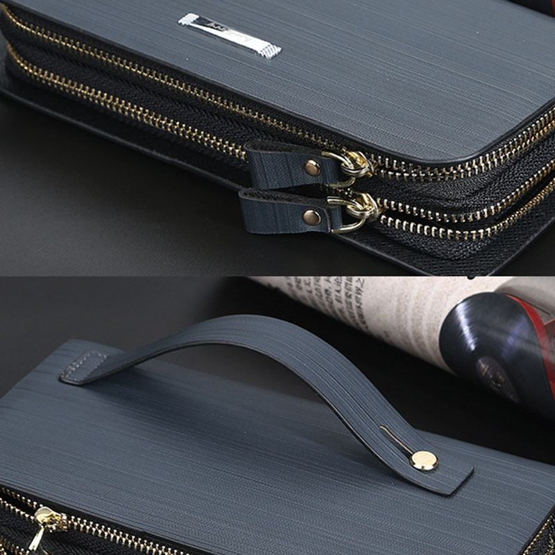 Män Pu-läder Stor Kapacitet Multi-card Slot Bärhandtag Casual Clutch Bag Korthållare Plånbok