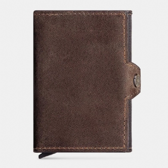 Män Retro Blockerande Antimagnetisk Kohudsplånbok Casual Multi-card Slot Hasp Korthållare Multifunktion Pengklämma