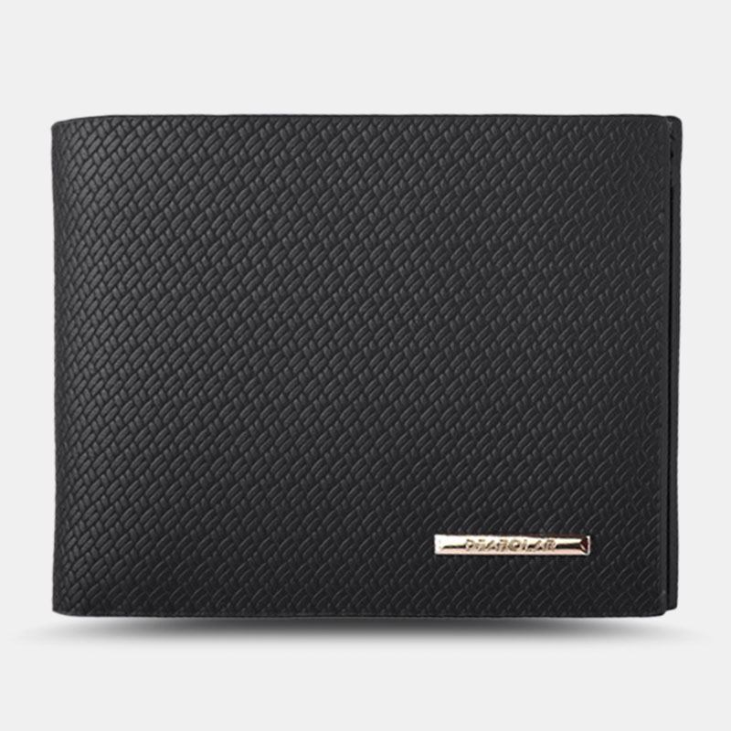 Män Rutigt Mönster Bifold Kort Plånbok Business Präglad Tunn Multi-card Slot Korthållare Myntväska