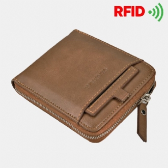 Män Stöldskydd I Konstläder Retro Dragkedja Korthållare Plånbok
