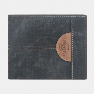 Män Tunn Bifold Denim Mönster Pu Läder Plånbok Multi-card Slot Korthållare Stor Kapacitet Myntväska