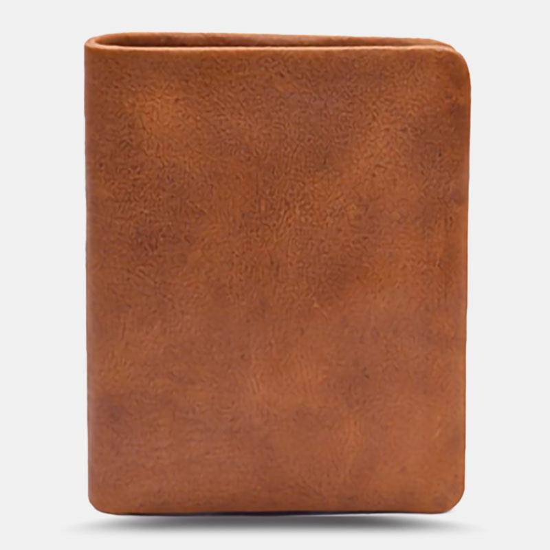 Män Vegetabiliskt Garvat Koskinn Bifold Kort Plånbok Kortfodral Money Clip