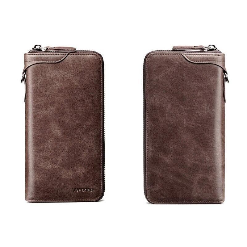 New Come Mode Vintage Lång Stil Split Läder Plånbok Män Mjuk För Business Casual Män Plånbok Clutch Väskor Hög Kvalitet