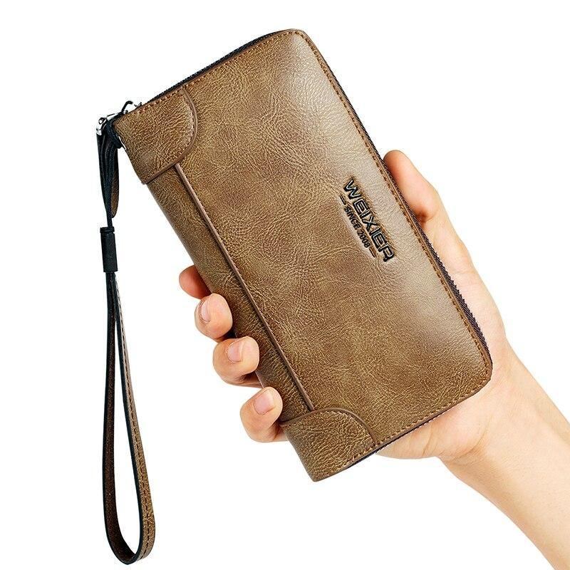 Nyankomst Män Plånböcker Pu Läder Lång Clutch Dragkedja Plånböcker För Business Män Clutch Plånbok Med Stor Kapacitet Högkvalitativ Plånbok