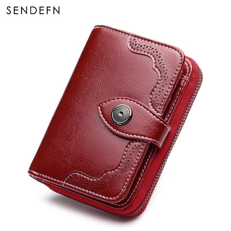 Sendefn Liten Plånbok Casual Damväskor Split Läder Kvalitet Kort Money Bag