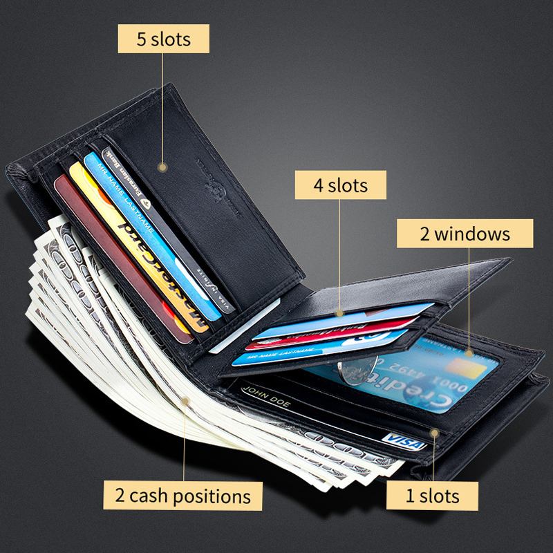 Smal Plånbok I Äkta Läder För Män Stöldskyddad Multi-card Slot Korthållare Myntväska Clip-plånbok