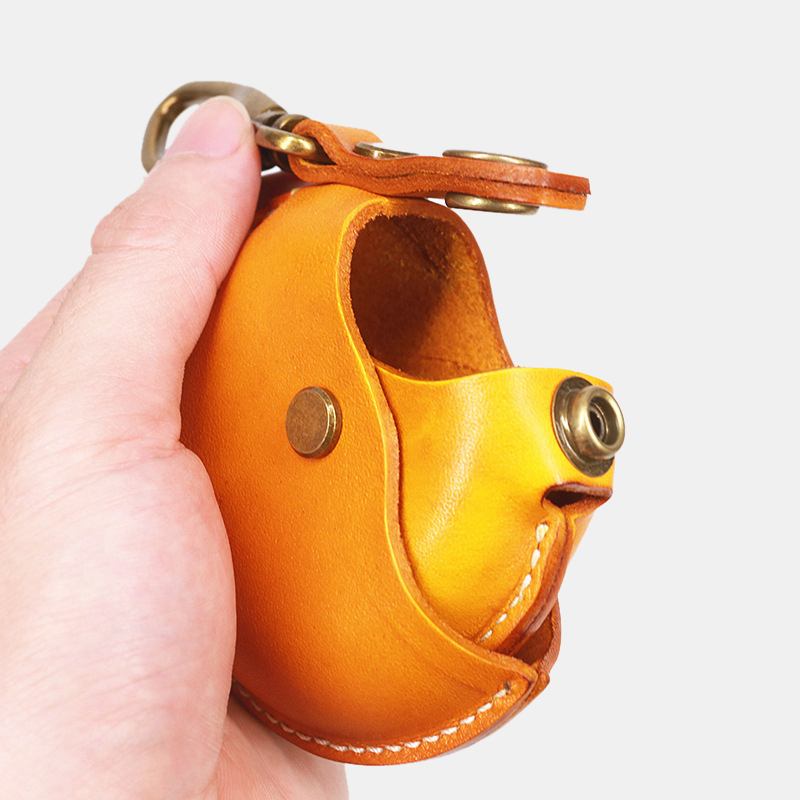 Unisex Äkta Läder Rund Form Creative Casual Myntväska Förvaringsväska Plånbok