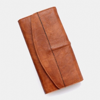 Unisex Konstläder Retro Trifold Hand-carry Multi-slot 5.5 Tums Telefon Clutch Väska Plånbok