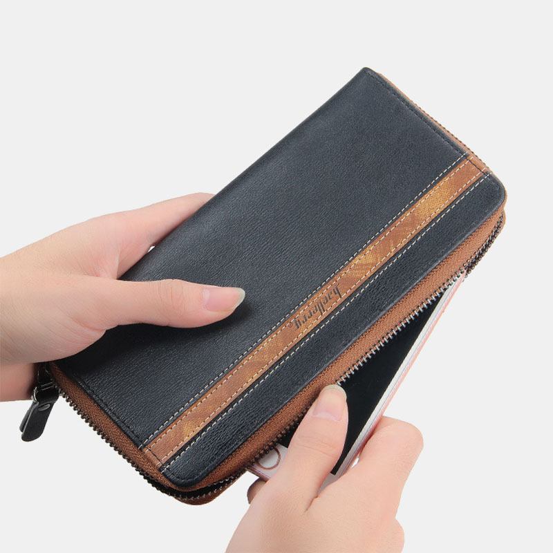 Unisex Multifunktionsdragkedja I Konstläder 6.3 Tums Telefonväska Kopplingsplånbok Multi-slot Korthållare Plånbok
