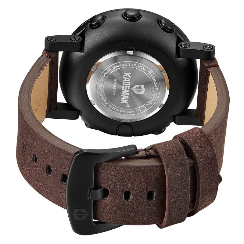 Casual Herrklocka Vattentät Lysande Week Date Display Lcd Läderrem Digital Watch