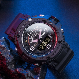 Led-ljus Sport Män Digital Watch 5atm Vattentät Stoppur Kamouflage Dual Display Watch
