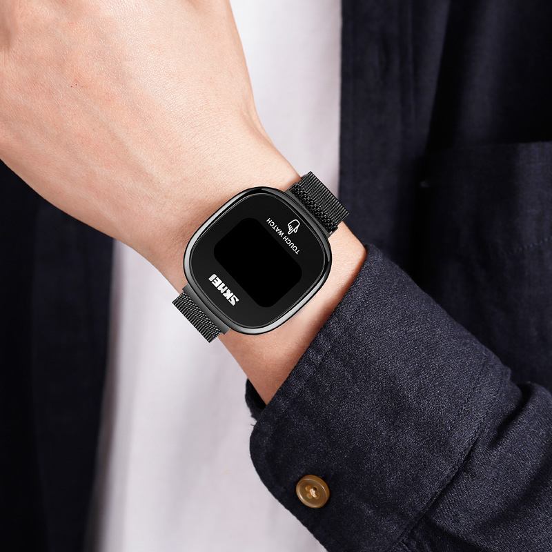 Mode Män Klocka Datum Display Led-ljus Vattentät Touch Key Digital Watch