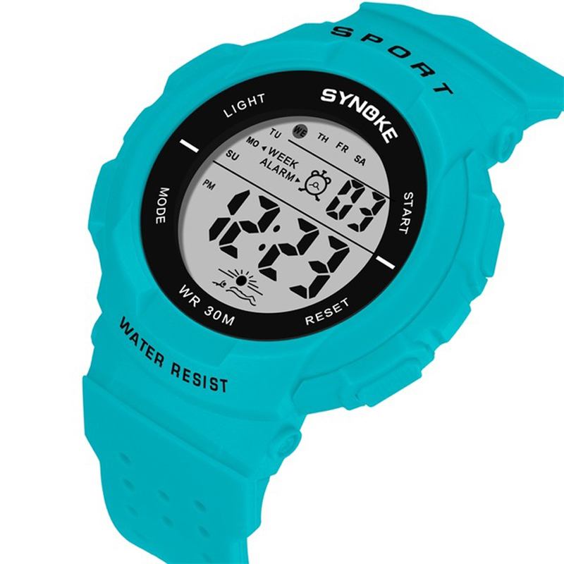 Mode Watch 3atm Vattentät El Ljus Flerfunktion Färgglad Led Sport Digital Watch