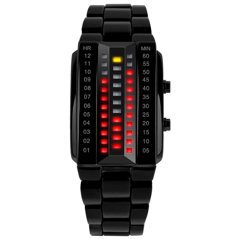 Modeabla Creative Couple Led Display Watch Full Steel Band Digital Watch