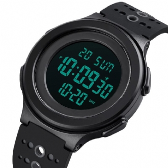Sport Casual 12/24-timmarsläge El Lysande Display Stoppur Alarm 5atm Vattentät Män Digital Watch