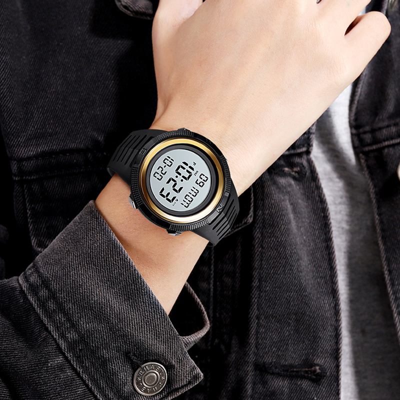 Sportklocka Datum Vecka Display Kronograf Stoppur Vattentät Led Natt Digital Watch