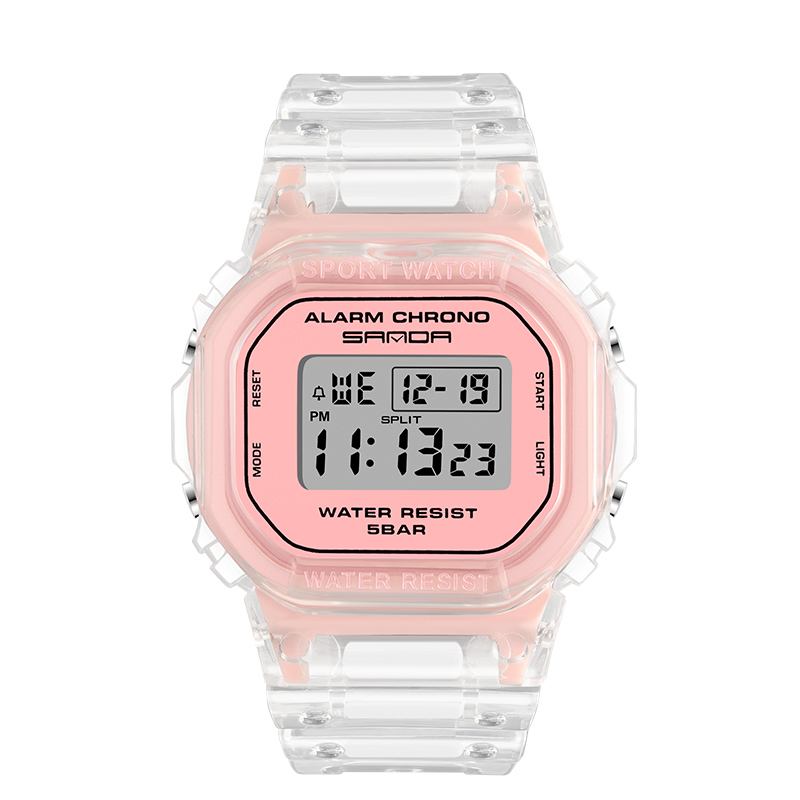 Transparent Rem Fräsch Färg Mode Lysande Display Stoppur Coupole Digital Watch