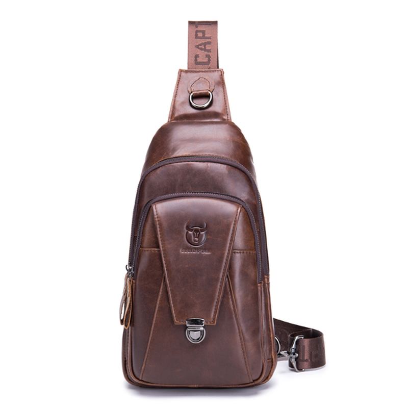 Äkta Läderväska Vintage Sling Bag Bröstväska För Män
