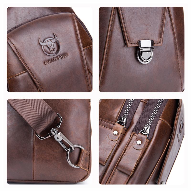 Äkta Läderväska Vintage Sling Bag Bröstväska För Män