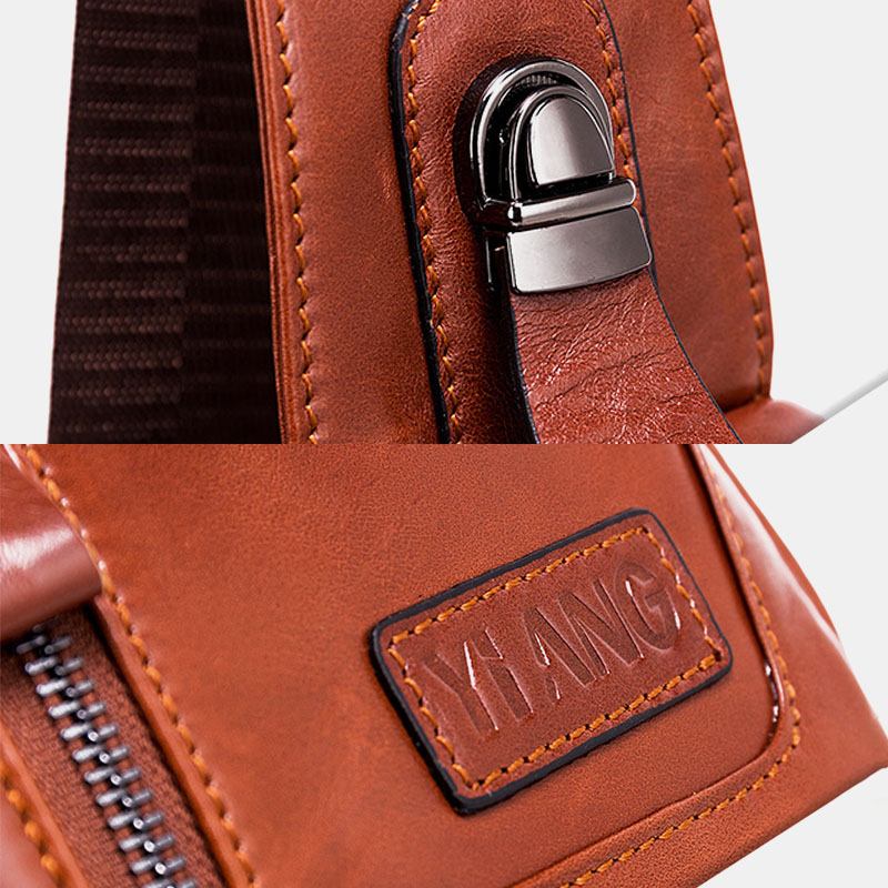 Bröstväska I Äkta Läder För Män Axelväska Crossbody-väska First Layer Trend Mode Bag