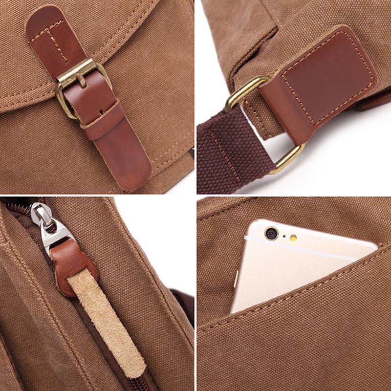 Canvas Fritid Axelväska Messenger Bag För Män
