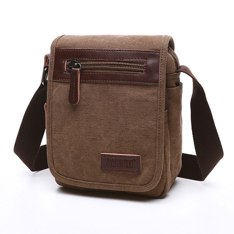 Canvas Retro Shoulder Crossbody Bag Casual Outdoor Herr Axelväska