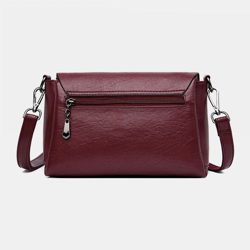 Dam Retro Konstläder Vattentät Magnetisk Axelväska Med Snäpplås 6.5 Tums Telefonväska Crossbody-väska