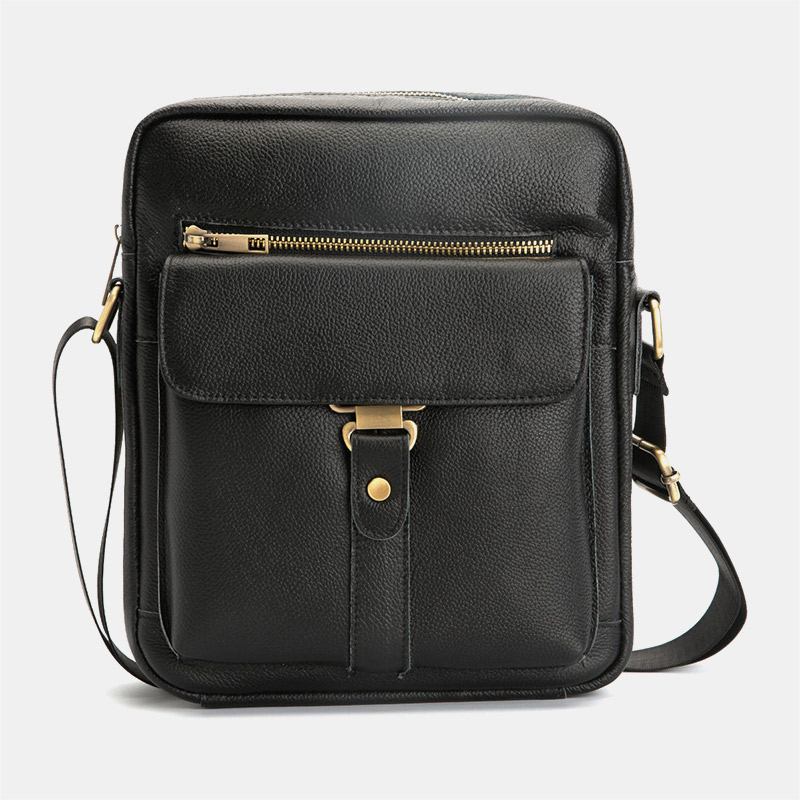 Första Lager Nötskinn För Män Med Stor Kapacitet Crossbody-väskor Vintage Slitstark Axelväska Med Anti-stöldfickor