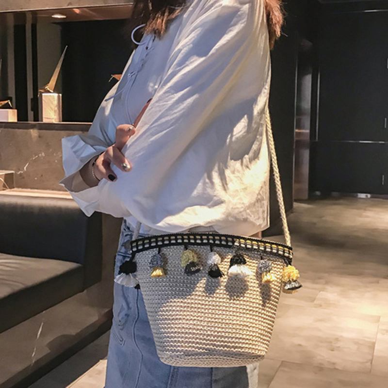 Halm Tofs Fritid Zipper Bucket Bag Axelväska