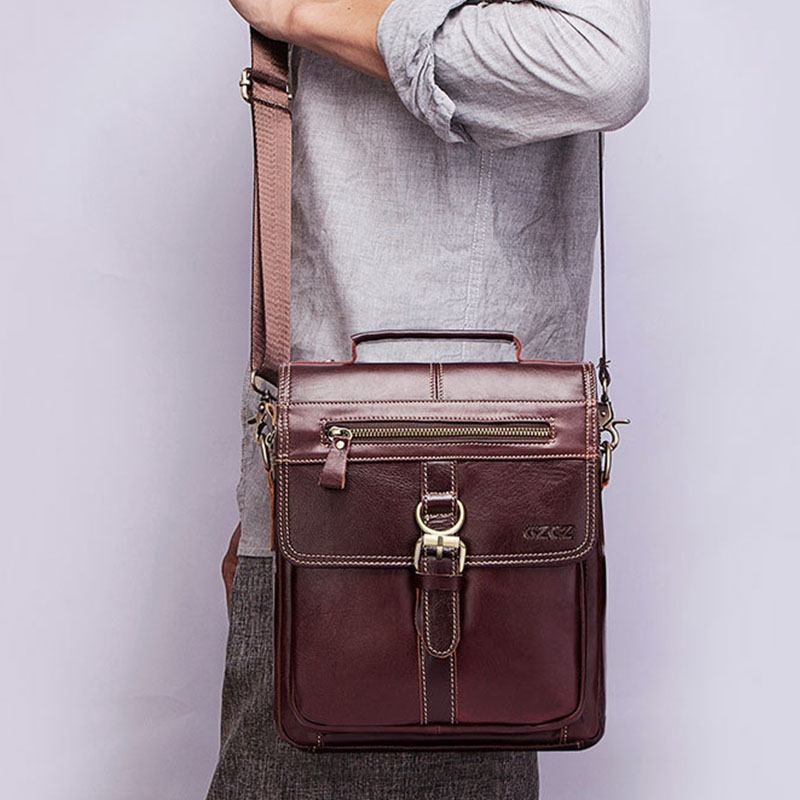 Handväska I Äkta Läder För Män Axelväska Crossbody-väska Business-väska