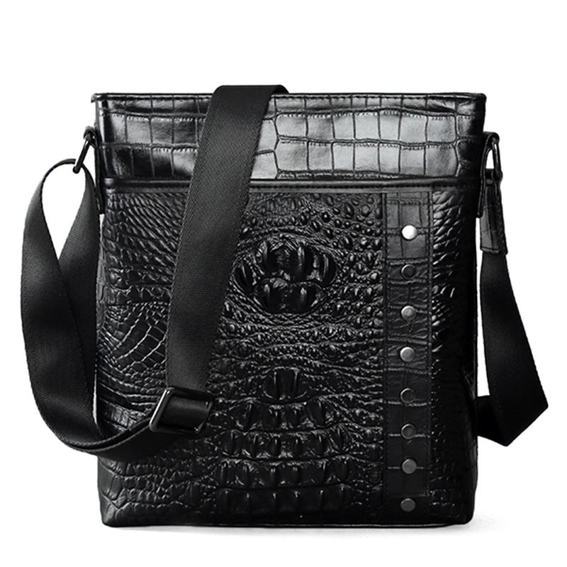 Herr Äkta Läder Alligator Mönster Axelväska Fritid Business Crossbody Bag Portfölj
