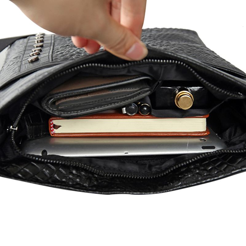 Herr Äkta Läder Alligator Mönster Axelväska Fritid Business Crossbody Bag Portfölj