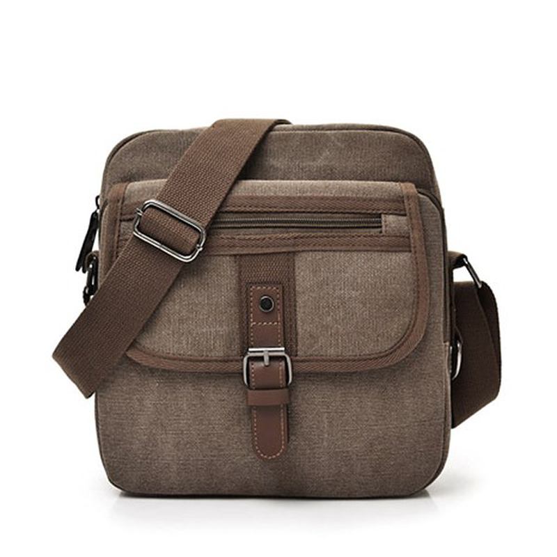 Herr Canvas Multifunktionell Vintage Crossbody Bag Axelväska Casual Business Travel Pack