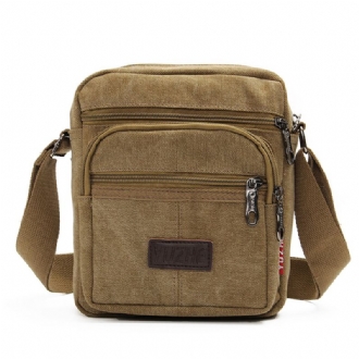 Herr Casual Retro Canvas Shoulderbags Multi Pocket Crossbody-väskor