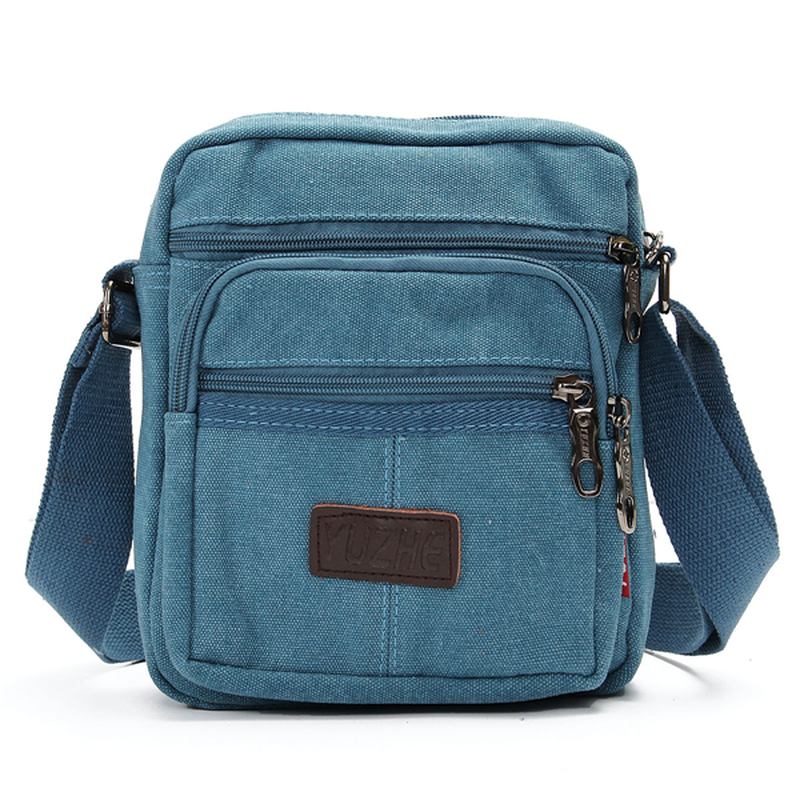 Herr Casual Retro Canvas Shoulderbags Multi Pocket Crossbody-väskor