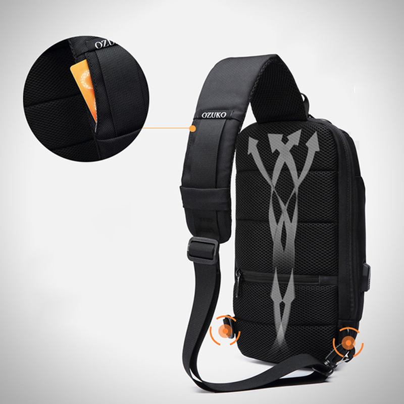 Herr Outdoor Usb Anti-thfet Multifunktionell Vattentät Bröstväska Med Stor Kapacitet