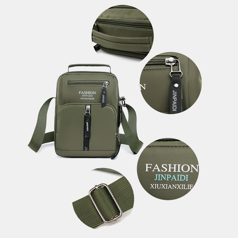 Herr Oxford Cloth Multi-pocket Stor Kapacitet Flerlager Vattentät Crossbody Bag Axelväska