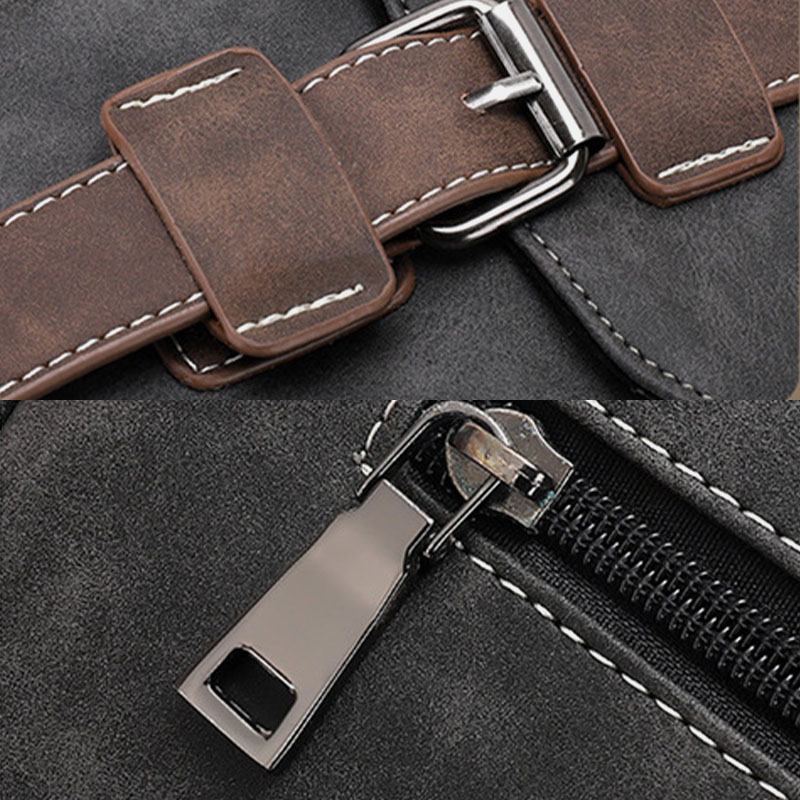 Herr Pu-läder Med Flera Fickor Vintage Casual Vattentät Crossbody-väskor Som Andas Axelväskor